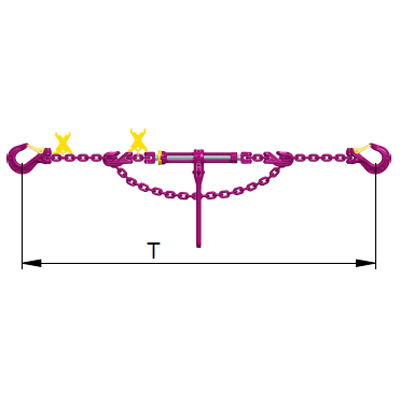 ICE Lashing chains with tensioner ICE-CURT-GAKO, 2 x IVH and loose chain strand