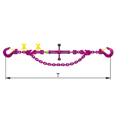 ICE Lashing chains with tensioner ICE-CURT-K-GAKO, 2xIVH and loose chain strand